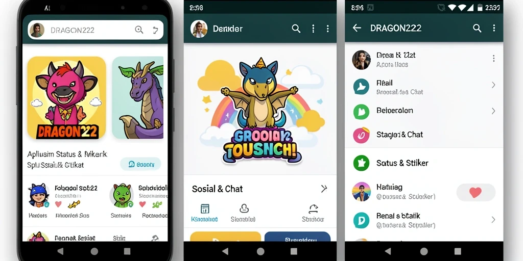 Tampilan antarmuka DRAGON222 yang menarik untuk Status & Stiker.