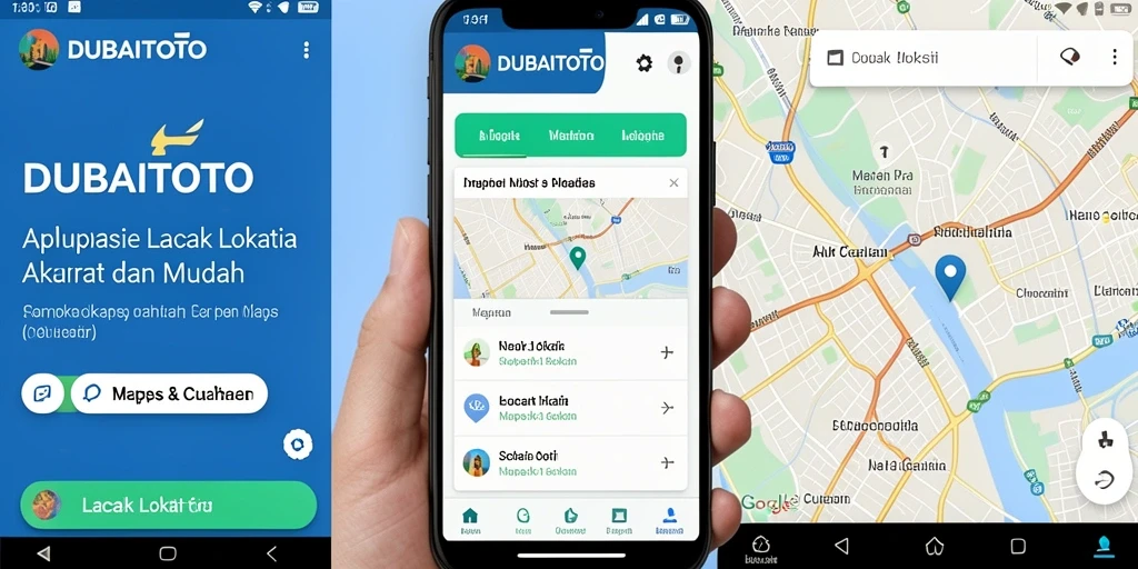Antarmuka aplikasi DUBAITOTO yang menampilkan fungsi lacak lokasi.