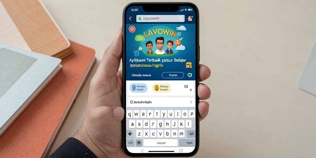 Antarmuka aplikasi LAVOWIN untuk belajar Bahasa Inggris dengan fitur interaktif.