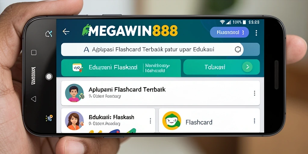 Tampilan antarmuka MEGAWIN888 yang menarik dengan fungsi Flashcard.