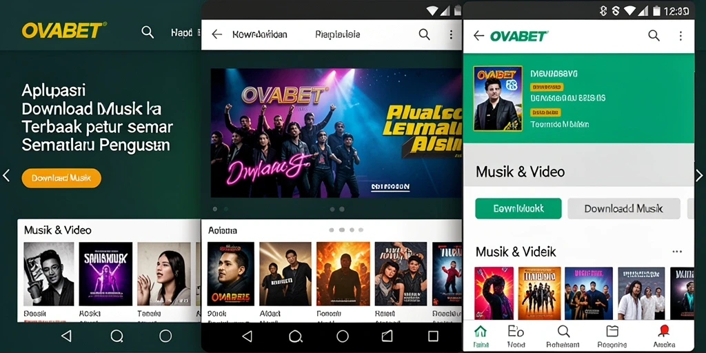 Tampilan antarmuka OVABET dengan menu Download Musik yang intuitif.